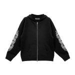 Chrome Hearts Floral Logo Zip Up Hoodie Black