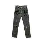 Chrome Hearts Levi's 501 Cemetery Cross Patch Grey Jeans