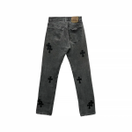 Chrome Hearts Levi's 501 Cemetery Cross Patch Grey Jeans