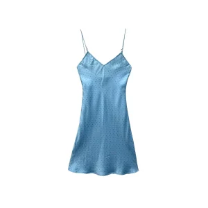 Chrome Hearts Light Blue Silk Monogram Slip Dress