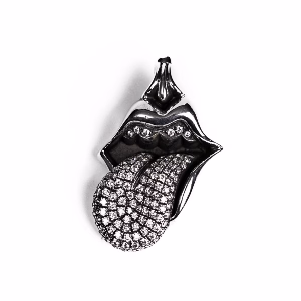 Chrome Hearts Rolling Stones Tongue & Lip Pendant With Diamond Chrome Hearts Rolling Stones Tongue & Lip Pendant With Diamond
