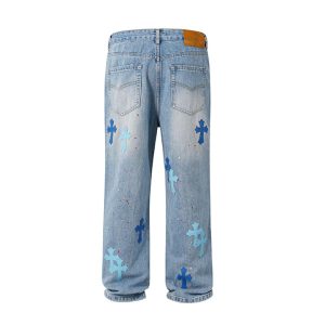 Chrome Heart Baggy Blue Jeans