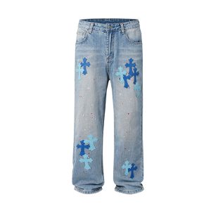 Chrome Heart Baggy Blue Jeans