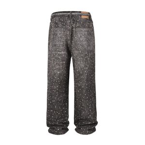 Chrome Heart Baggy Dotted Jeans Black