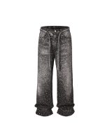 Chrome Heart Baggy Dotted Jeans Black