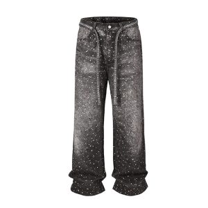 Chrome Heart Baggy Dotted Jeans Black