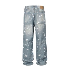 Chrome Heart Baggy Shiny Jeans Blue