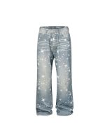 Chrome Heart Baggy Shiny Jeans Blue