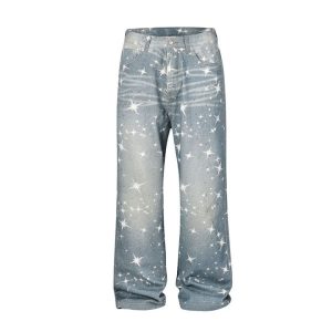 Chrome Heart Baggy Shiny Jeans Blue