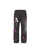 Chrome Heart Purple White Cross Patch Jeans