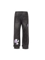 Chrome Heart Purple White Cross Patch Jeans