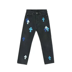 Chrome Hearts Black And Blue Jeans