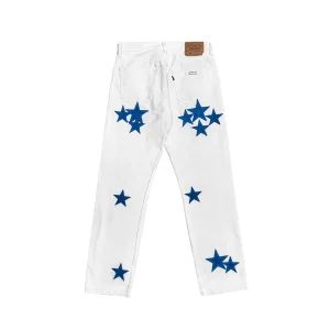 Chrome Hearts Blue Stars White Jeans