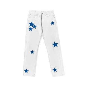Chrome Hearts Blue Stars White Jeans