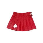 Chrome Hearts Cross Patch Leather Pleated Red Skirt
