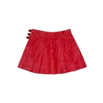 Chrome Hearts Cross Patch Leather Pleated Red Skirt