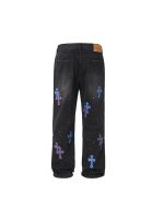 Men's Chrome Heart Baggy Jeans Black