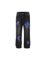 Men's Chrome Heart Baggy Jeans Black