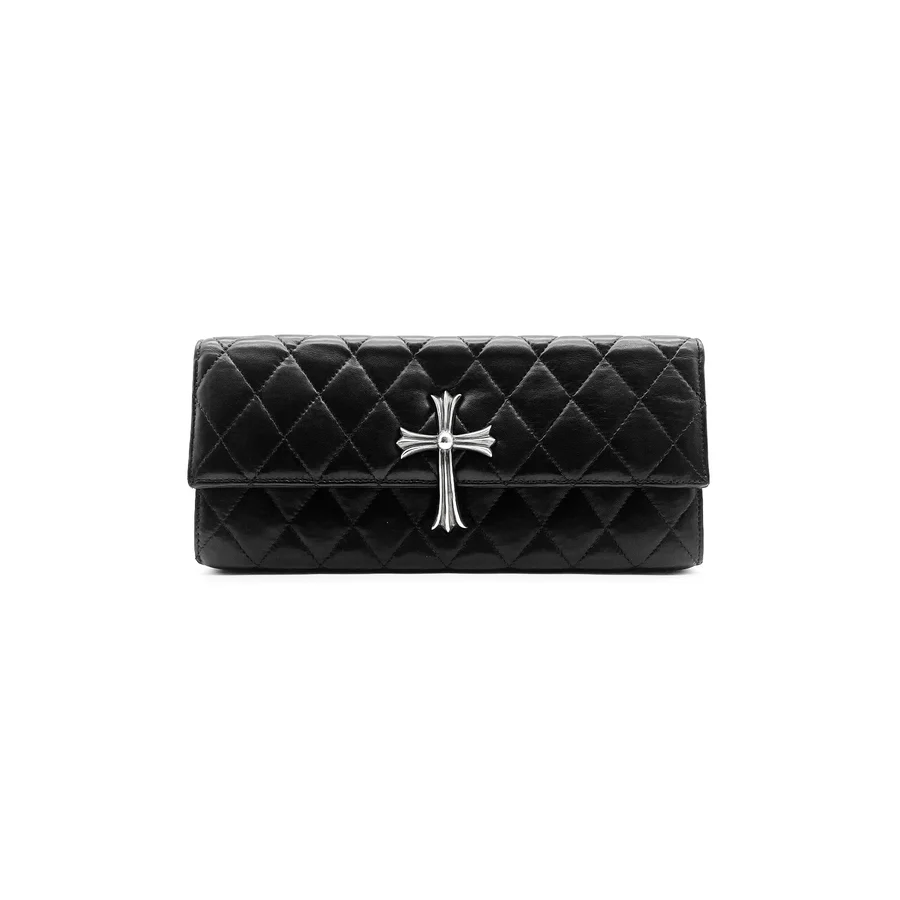 Chrome Hearts Silver Cross Leather Clutch Bag Chrome Hearts Silver Cross Leather Clutch Bag