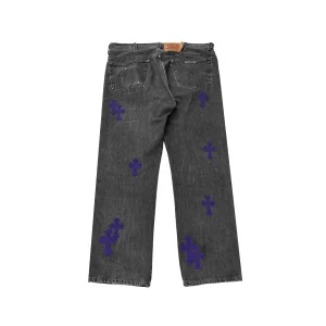 Chrome Hearts Purple Cross Patch Jeans