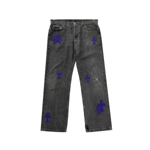Chrome Hearts Purple Cross Patch Jeans