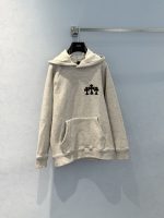 Chrome Hearts Heather Grey Triple Cross Patch Pullover Hoodie