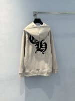 Chrome Hearts Heather Grey Triple Cross Patch Pullover Hoodie