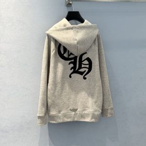 Chrome Hearts Heather Grey Triple Cross Patch Pullover Hoodie