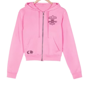 Chrome Hearts Girls Zip Up Pink Hoodie
