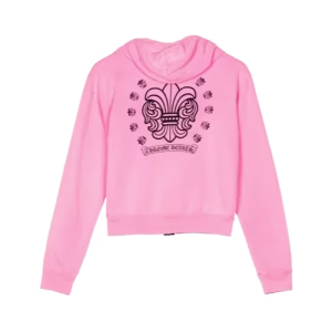 Chrome Hearts Girls Zip Up Pink Hoodie