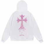Chrome Hearts Pink Cross White Hoodie