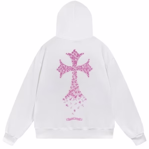 Chrome Hearts Pink Cross White Hoodie