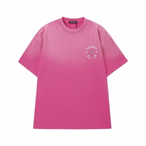 Chrome Hearts Pink Gothic Cross Logo T-Shirt