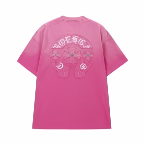 Chrome Hearts Pink Gothic Cross Logo T-Shirt