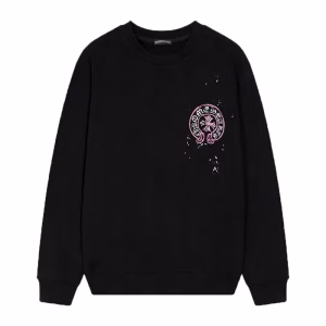 Chrome Hearts Pink Horseshoe Cross Long Sleeve Black