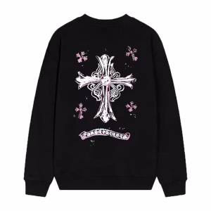 Chrome Hearts Pink Horseshoe Cross Long Sleeve Black