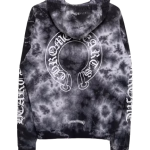 Chrome Hearts Black Grey Tie Dye Horseshoe Hoodie