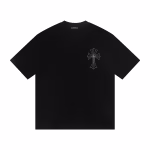 Chrome Hearts Black Tonal Crystal Cemetery Cross T-Shirt