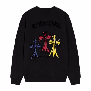 Chrome Hearts Black Triple Cross Graffiti Long Sleeve Shirt