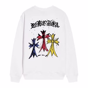 Chrome Hearts White Triple Cross Graffiti Long Sleeve Shirt