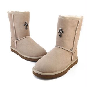 Chrome Hearts Uggs Beige Silver Cross