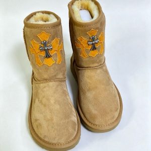 Chrome Hearts Uggs Brown Turquoise Leopard Cross