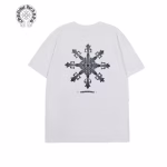 Chrome Hearts White Black Floral Cross T-Shirt