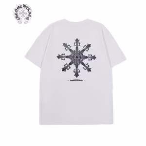 Chrome Hearts White Black Floral Cross T-Shirt