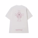 Chrome Hearts White Pink Cross Embroidered T-Shirt